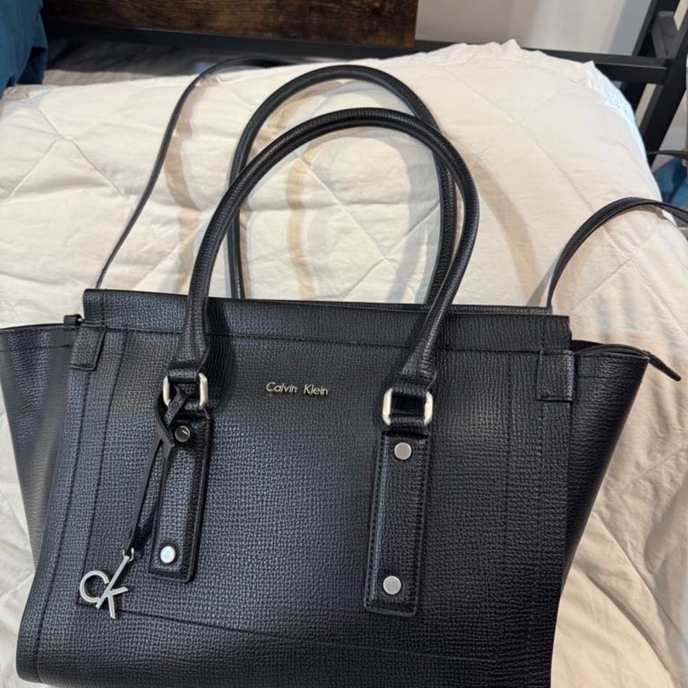 Calvin Klein Black Satchel with Silver Accents